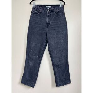 Abercrombie & Fitch The '90s Straight Ultra High Rise Curve Love in Washed Black